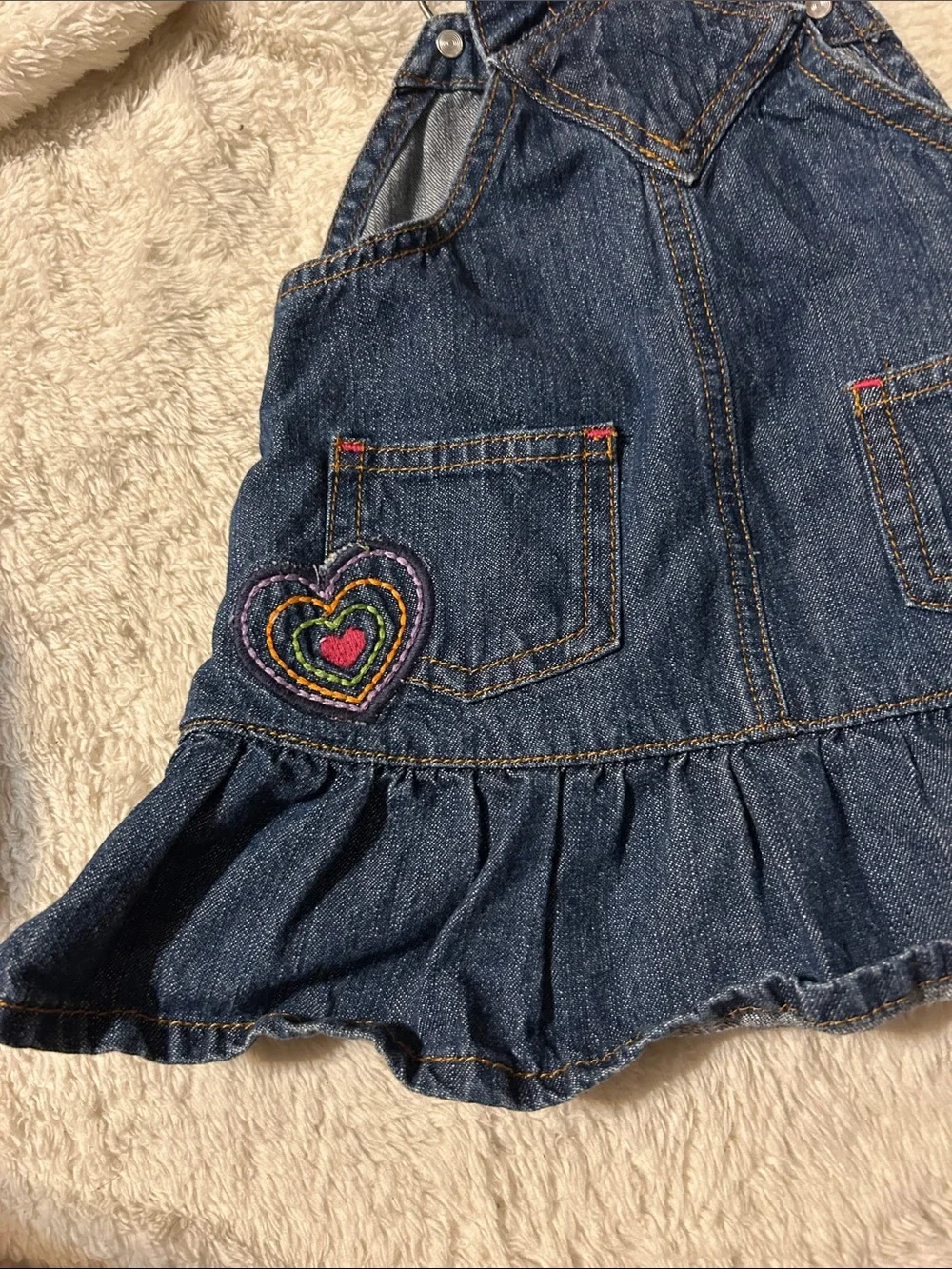 Carter's Dark Blue Denim Ruffle Overalls
